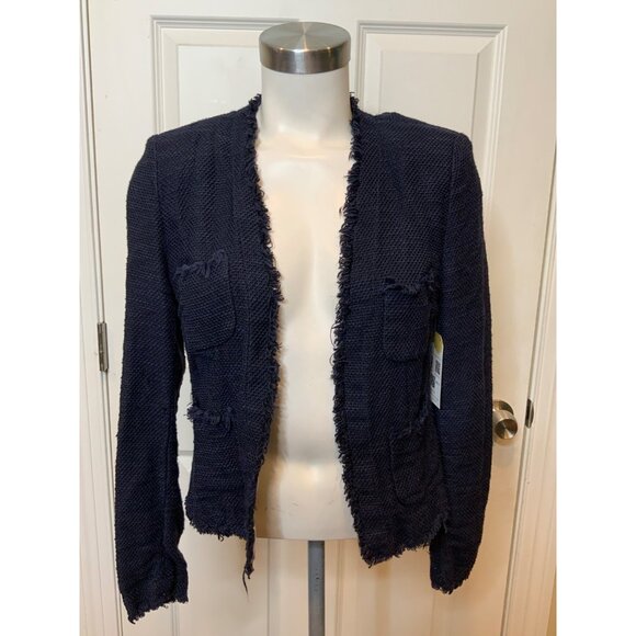 L'Agence Blue Tweed Open Front Jacket, Size 4 - Picture 1 of 5